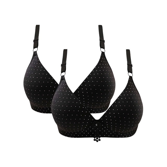 Timegard 2pc Bras for Women No Underwire Deep V Neck Comfort Breathable Bra Full Coverage Daily Bralette