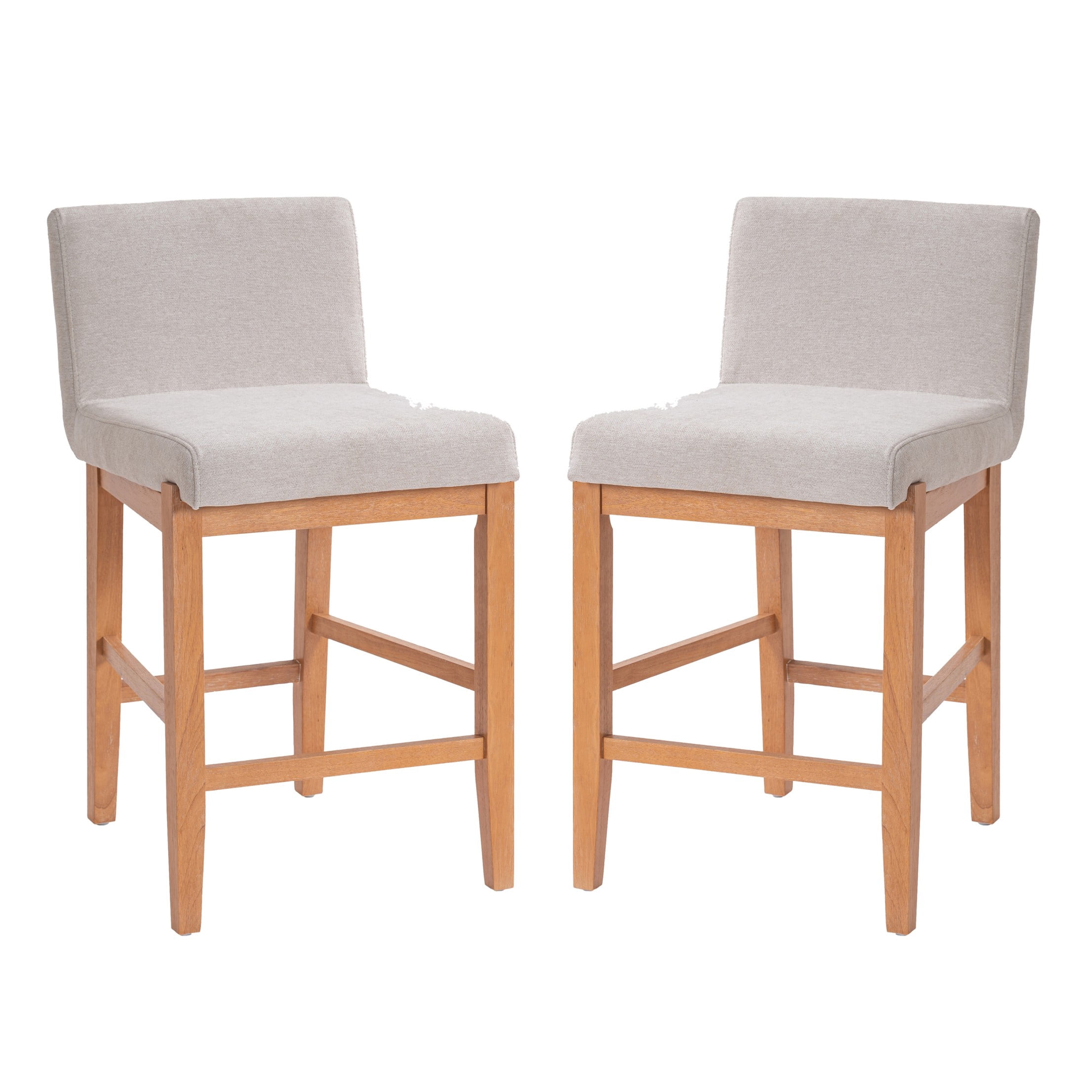 Christopher Knight Home Upholstered Armless Counter Height Bar Stools, Wood Frame, Natural, Set of 2
