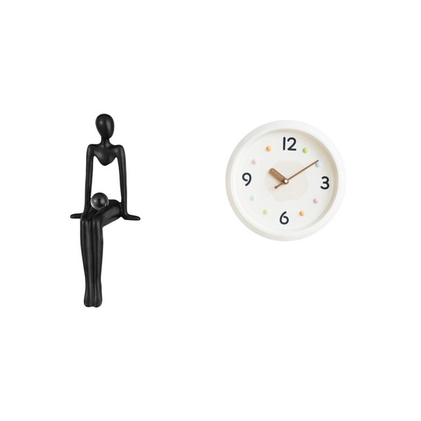 Figura de pensador abstracto,Escultura de estatua de pensador abstracto de resina,Reloj de pared,Reloj de pared decorativo,moderno y elegante.,Reloj de pared redondo silencioso y sin