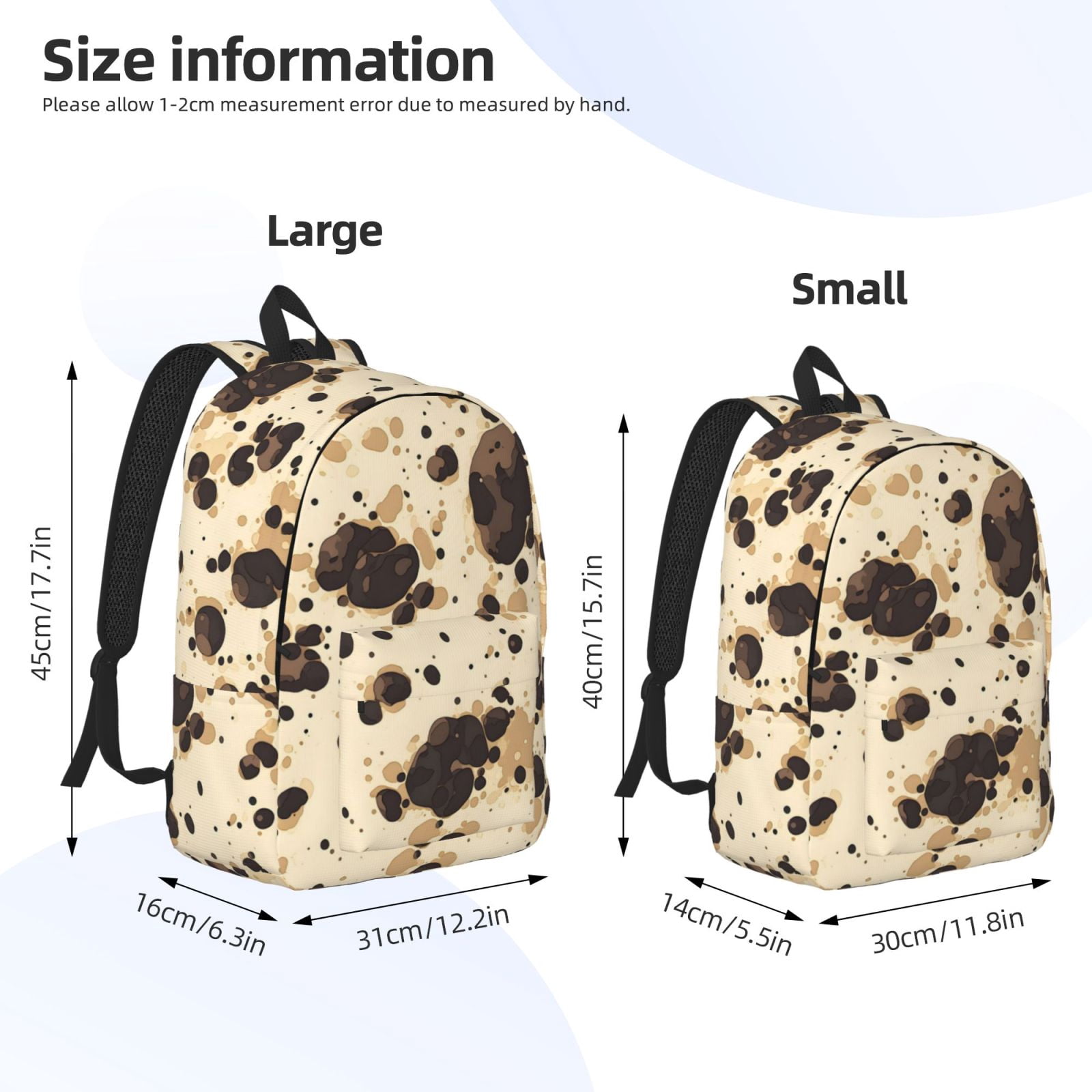 Casual Canvas Backpack Without Interlayer Large Capacity Stick Bag Design For Outdoor Shopping Office Outdoor Sports Milk Cow Print Style Sienna_1 Medium