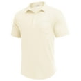 thumbnail image 3 of COOFANDY Men's Waffle Knit Polo Shirt and Shorts Set 2 Pieces Outfits Summer Suit Casual Tracksuit with Pockets Beige S, 3 of 5