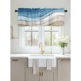 thumbnail image 2 of Valances for Windows Blue Brown Rod Pocket Cafe Window Treatments Valance Curtains for Kitchen Bathroom Laundry Basement Windows 54"x18", 2 of 9