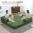 thumbnail image 3 of 78" Convertible Sleeper Sofa Bed, Holaki Compression Folding Sofa with Pillow & 3 Seat, Corduroy Folding Sofa Couch with Fixed-Shape Frame, Floor Sofas Lounge Couch for Living Room, Olive Green, 3 of 9