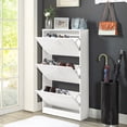 thumbnail image 4 of Yardi Yarda Wood Shoe Storage Cabinet, Narrow Closet Shoe Organizer Rack for Entryway, White, 4 of 5