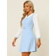 thumbnail image 3 of Vestido Midi Elegante Con color De Contraste Y Cuello En V de Manga Larga Para Mujer Azul Claro XS, 3 of 5