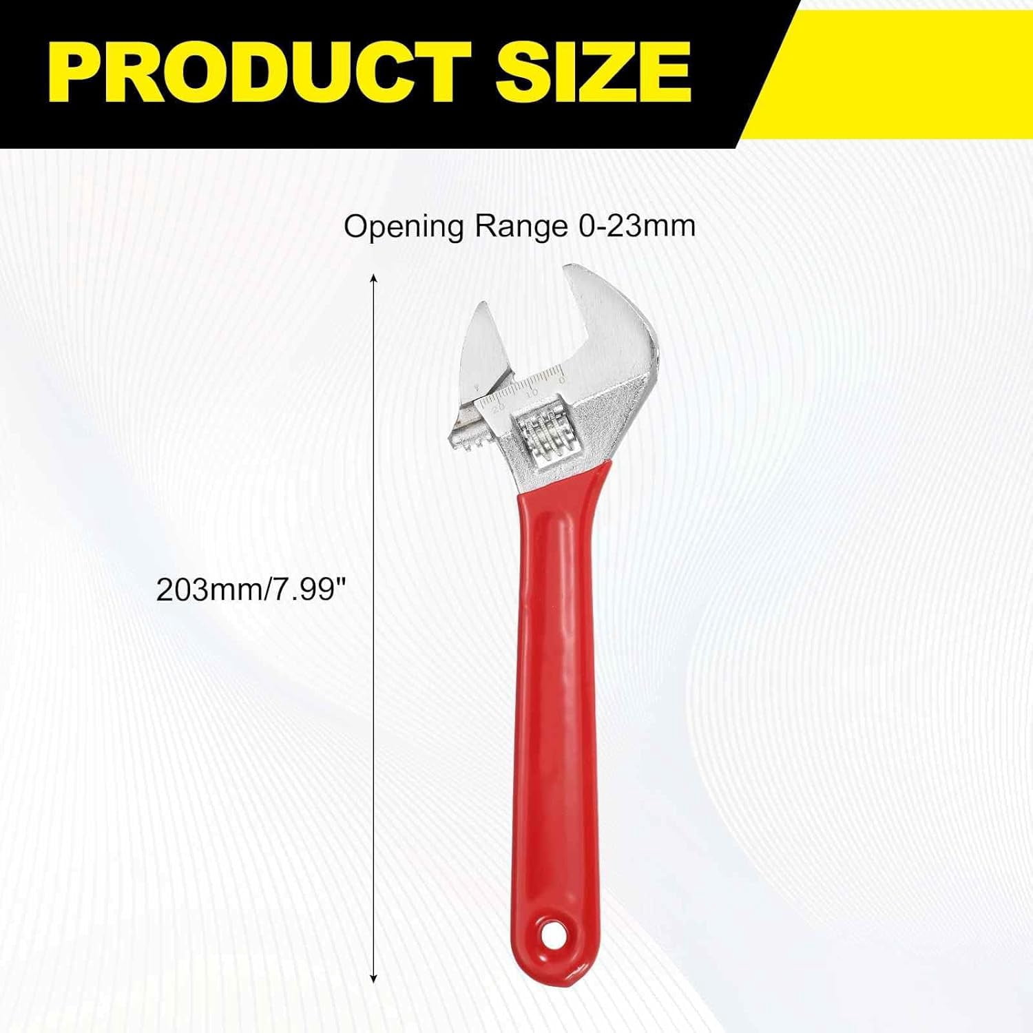 MKEUDQ-Adjustable Wrench 8" High Carbon Steel Industrial Wide Jaw Wrench Adjustable Repairs Spanner Tool with Graduated Scale for Home Garage Workshop Plumbing, Red