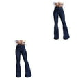 thumbnail image 3 of pitrice Women Wide Leg Jeans High Waist Flared Pants Solid Color Strap Spring Summer Hip-Lifting Ladies Trousers For Office Blue M 2Set, 3 of 6