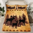thumbnail image 2 of jejeloiu Woodland Animal Moose Twin Sheet Sets,Rustic Farmhouse Cabin Twin Fitted Sheet,Brown Bear Paws Flat Sheet For Boys Teens,Luxury Bedroom Decor,3-Piece, 2 of 7