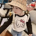 thumbnail image 5 of Hello Kitty-Camiseta cómoda de algodón puro para niños, Top informal de manga larga, camisa Base de bloqueo de Color a la moda, 5 of 5