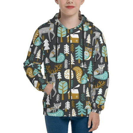 

Hoodies for Women Moose Squirrel owls tree Long Sleeve Sweatshirt Drawstring Zip Up Hoodie with Pockets Teen Girl Clothes