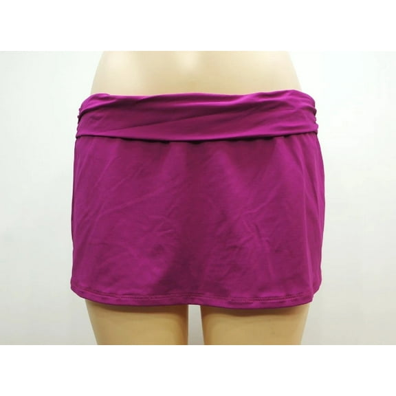 Chaps Raspberry Fold Over Skirtini Swim Bottom Swimwear Women's Plus 18