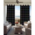 thumbnail image 3 of Black Geometric Black Out Curtains 54 Inch Long, Short Curtains for Small Window, Vintage Grid Plaid Colorful Lines Room Darkening Farmhouse Window Curtains for Kitchen Bedroom 42"x54" 2 Panels, 3 of 8