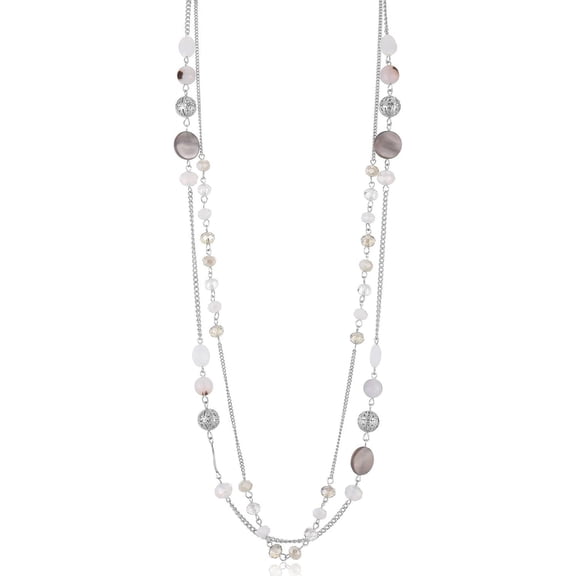 Layered Long Necklaces For Women Crystal Beaded Statement Necklace Sweater Silver Chain With Gifts Box Jewelry[Z261]
