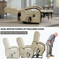 thumbnail image 4 of Power Lift Recliner Chair for Elderly, Dual Motor Infinite Position Recliner with Heat Massage, 350LB Capacity, Gift for Dad/mom, Beige Faux Leather, 4 of 11