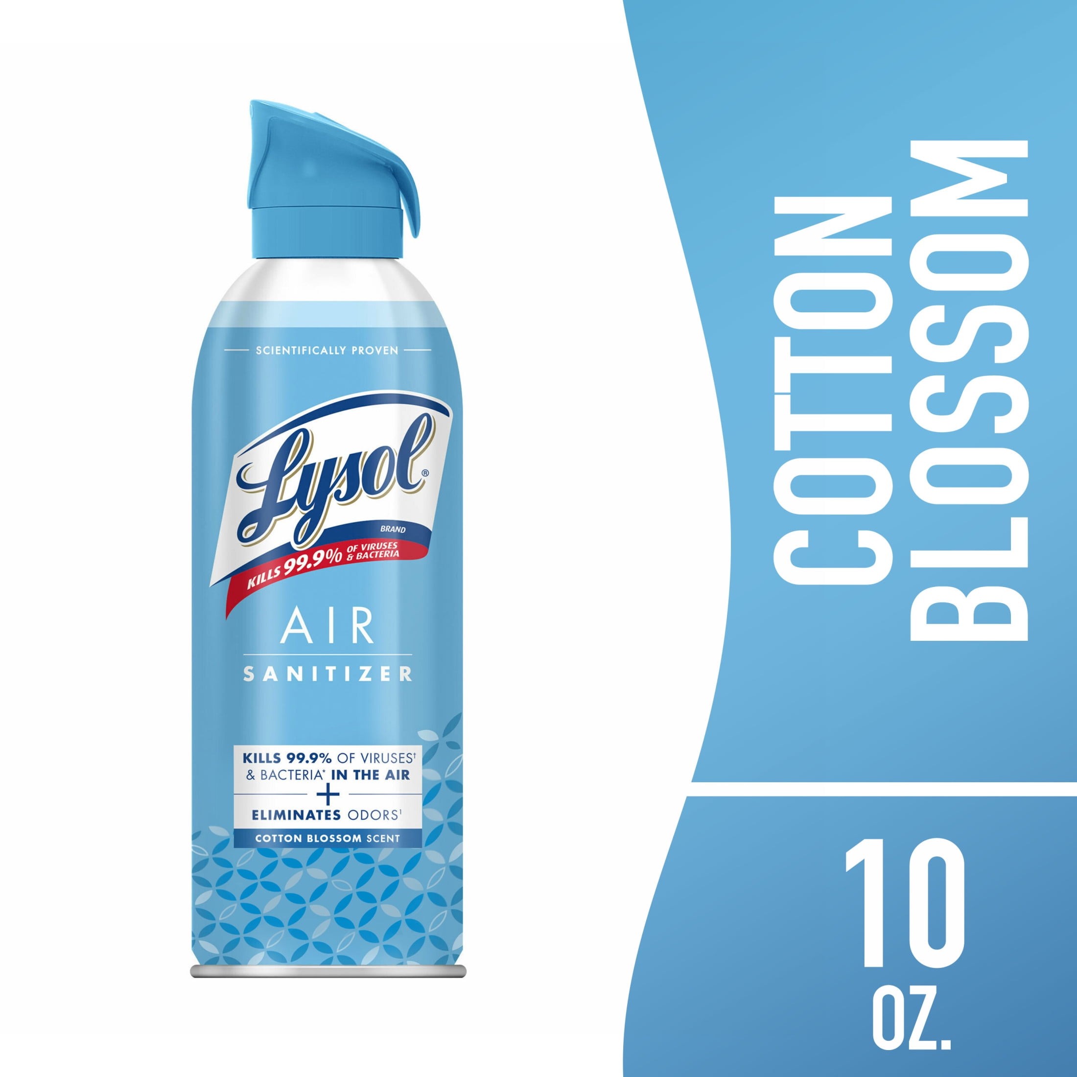 (3 pack) Lysol Air Sanitizer Spray for Air Sanitization and Bacterial Odor Elimination, Air Freshener Alternative, Cotton Blossom Scent, 10 oz