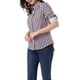 thumbnail image 4 of Camisas de mujer de manga larga con cuello de solapa, botón y enrollables, en azul y rojo, 4 of 6