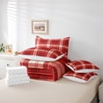 thumbnail image 6 of Manfei Vintage Grid 7pcs Queen Bedding,Modern Check Bedding Comforter Set Queen,Red White Pink,Reversible, 6 of 7