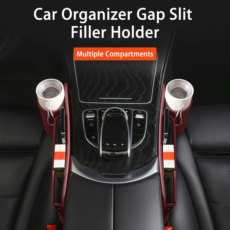 Movecup Car Seat Gap Filler Leather Car Seat Organizer Front Seats Car  Adjustable Gap Filler for Phones, Glasses, Keys, Cards (Black(2 price)) -  Yahoo Shopping