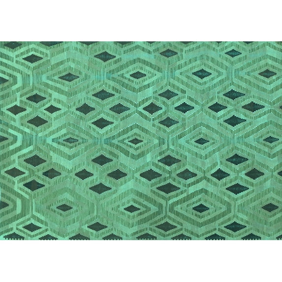 Ahgly Company Indoor Rectangle Southwestern Turquoise Blue Country Area Rugs, 5' x 8'