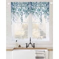 thumbnail image 2 of Teal Blue Eucalyptus Leaves Swag Valances for Windows, Spring Floral Summer Botanical Rod Pocket Sheer Valances for Windows, Swag Toppers Light Filtering for Kitchen Living Room 2 Panels 36''x63'', 2 of 4