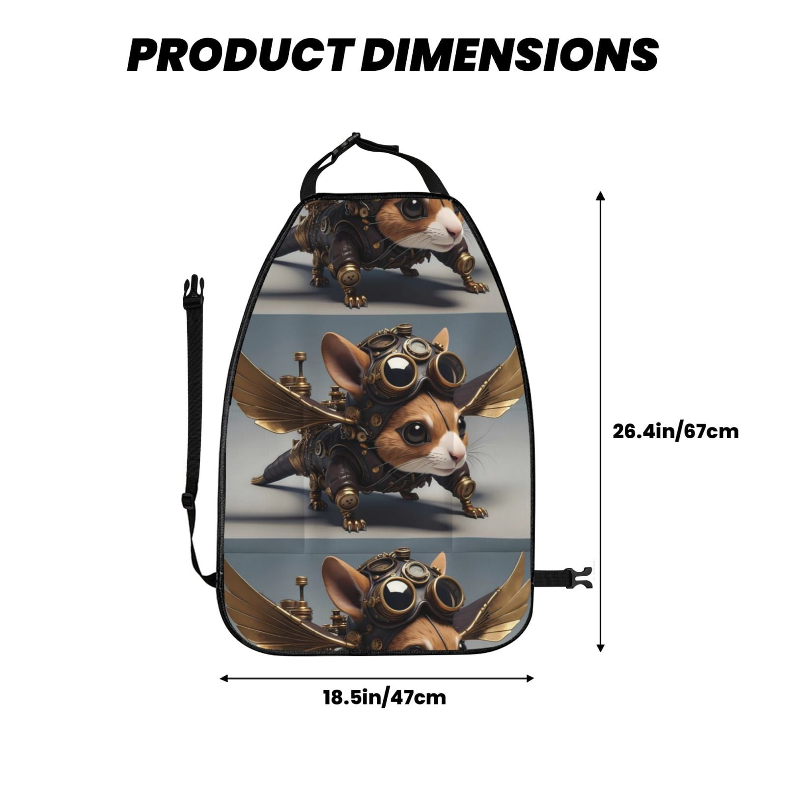 Xecao Steampunk Squirrel Pilot Pattern Car Seat Back Protector 2 Pack Large Capacity Pocket, Kick Mats Back Seat Protector