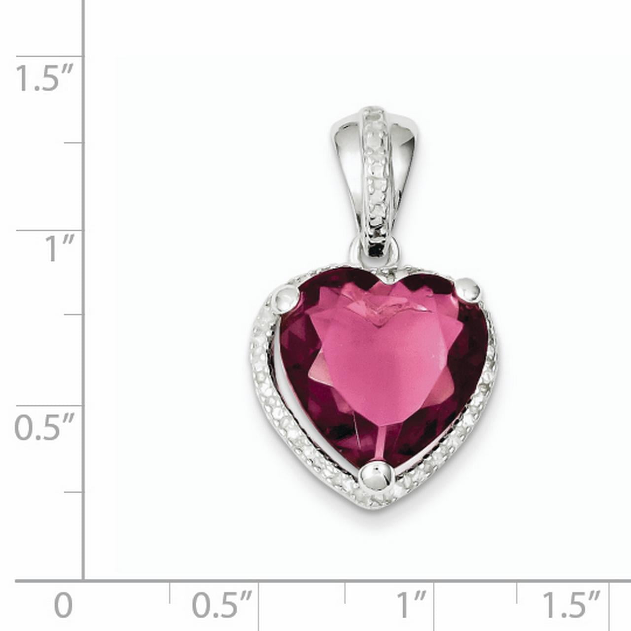 Cubic Zirconia Love Heart Pendant 925 Sterling Silver With Red CZ