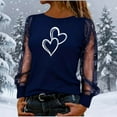 thumbnail image 4 of Dgankt Long Sleeve Shirts for Women Valentines Day's Shirt Round Neck Sheer Mesh Print Womens Tops,Sizes S-2XL, 4 of 7
