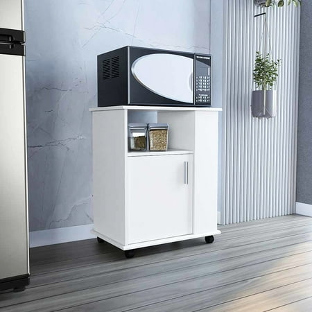Modern Elegant White Design | Mobily in Any Space with Locking Casters | Durable Kitchen Furniture