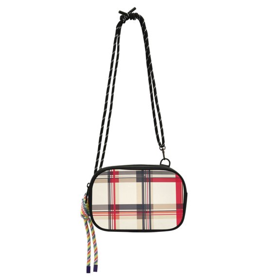 FORMRS Mini Crossbody Bag for Women Adjustable Shoulder Rope Travel Casual Phone Purse, Red Tartan