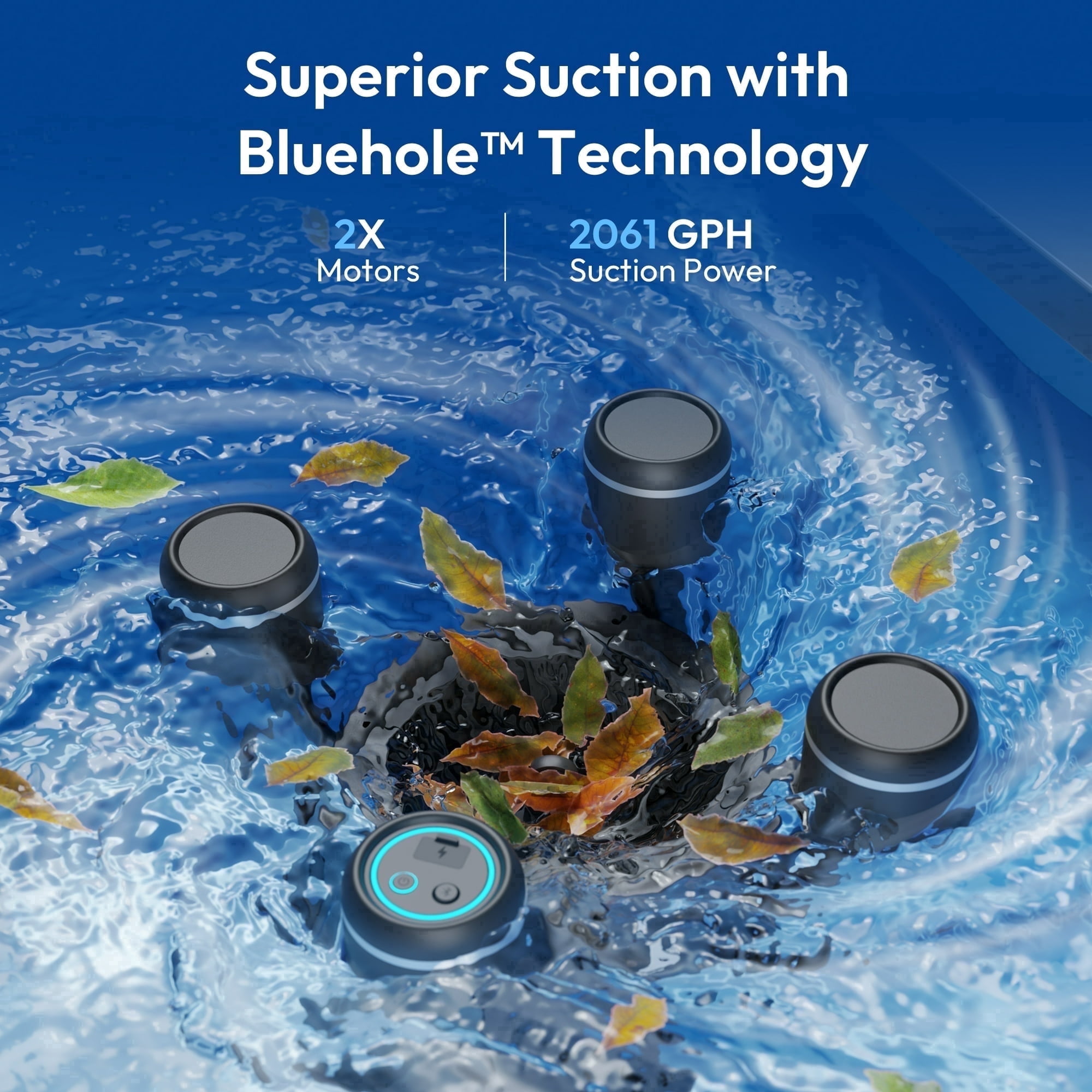 BuVortex V5 Robotic Surface Skimmer, Pool Cleaner with Powerful Suction, Dual Motor, 5L Filter, Dual Cleaning Modes, Smart App Control, One-Tap Docking, LED, AI Navigation