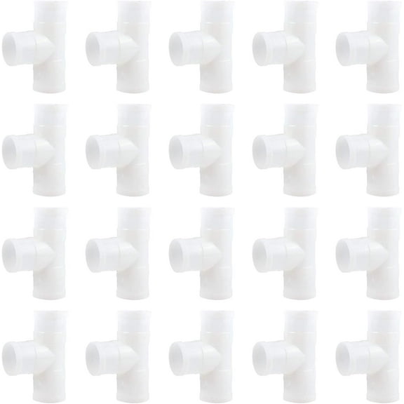 Chicken Waterer PVC Tee Fittings, 30 Pcs Fully Automatic Poultry Waterers PVC Fittings, 3 x 2 x 1 Inch, Hole 0.9 Inch for Poultry Cups Chicken Waterer