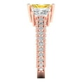 thumbnail image 3 of 3.61 ct Emerald Cut Simulated Yellow Diamond 3 Stone 18K Rose Gold Womens Engagement Ring, 3 of 5