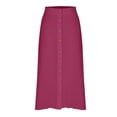 thumbnail image 4 of Women's Summer Midi Skirt with Pockets Elastic High Waist Casual Flowy A Line Tiered Ruffle Beach Skirts Wine S, 4 of 7