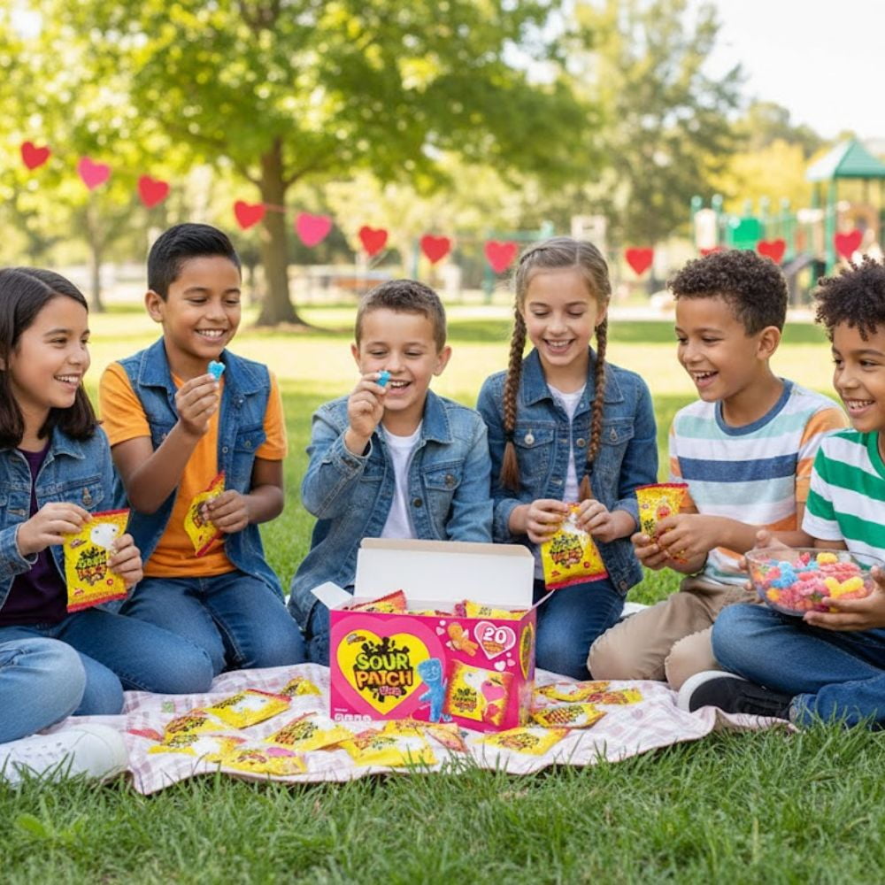 SOUR PATCH Kids Soft & Chewy Candy, Sour Then Sweet, 20 Exchange Bags, Net Wt 8.81 oz (250g), Individually Wrapped Candy Bags