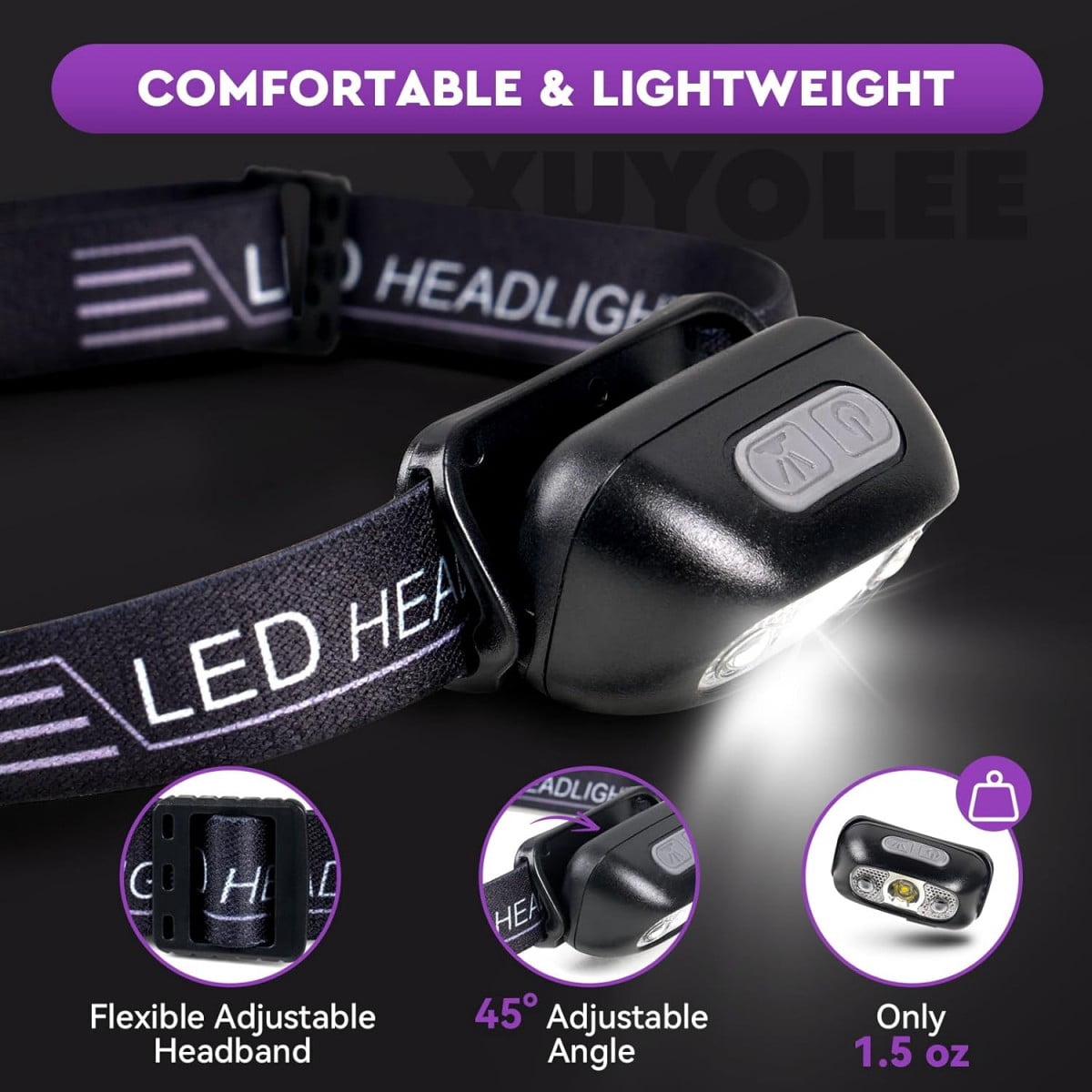 CobraStrike Rechargeable LED Headlamp with Sensor 140 Lumens Super Bright 5 Modes Waterproof Headlamp for Camping, Fishing, Running