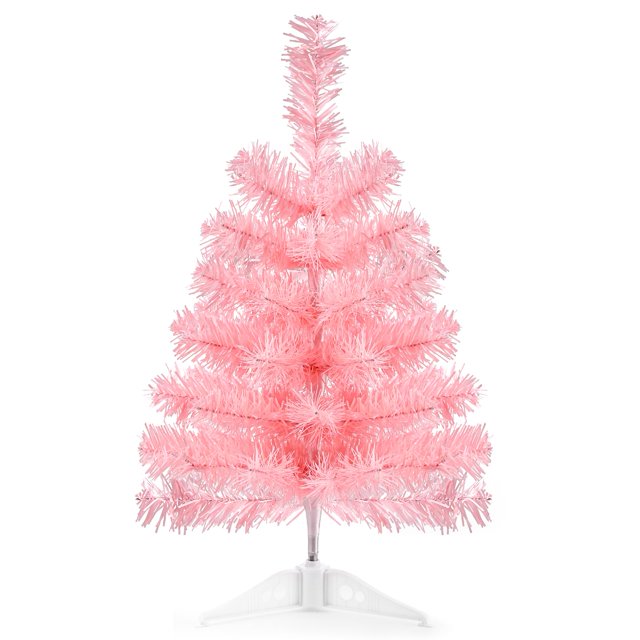 Tablero de mesa rosa Christmas Tree Glyinnhe de 45 cm con soporte