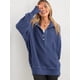thumbnail image 3 of Sudadera con capucha PRETTYGARDEN a la moda 2024 con botones y cuello en V, color azul, 3 of 5