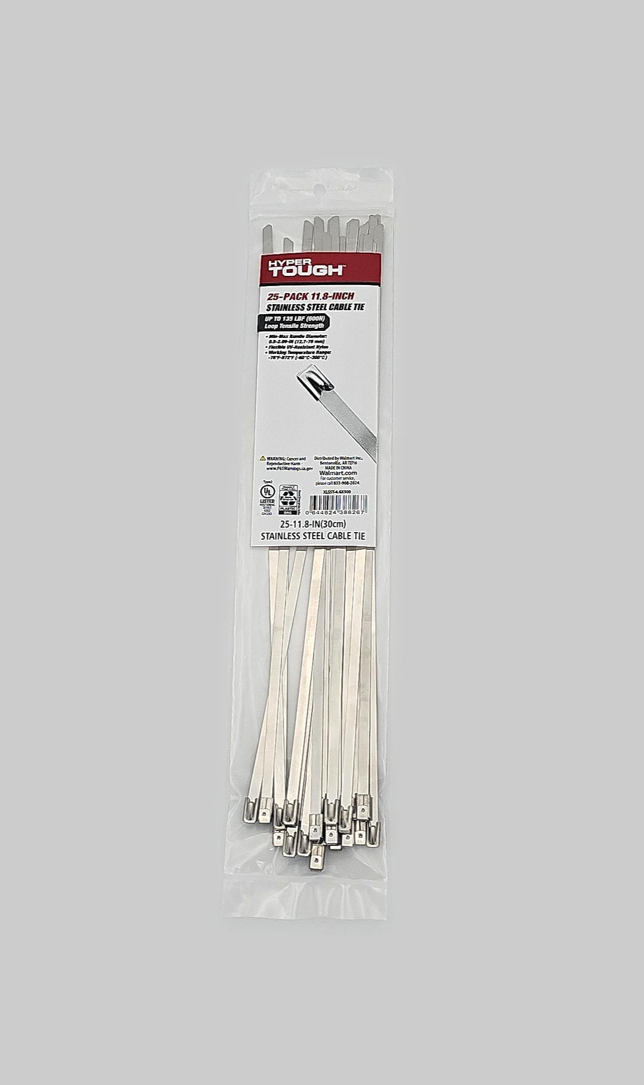 Hyper Tough 11in Stainless Steel 135lbf Cable Tie 25CT