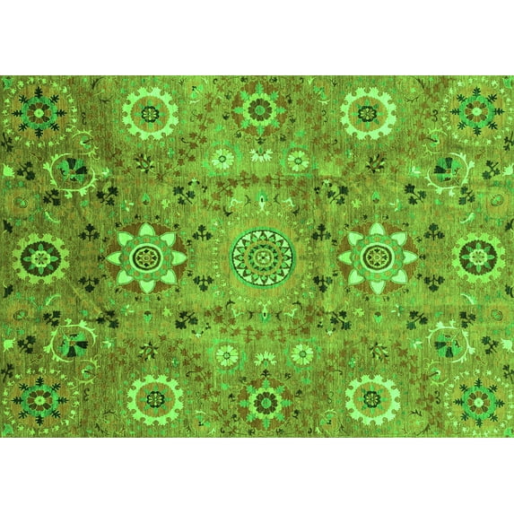 Ahgly Company Indoor Rectangle Abstract Green Modern Area Rugs, 8' x 12'
