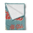 thumbnail image 2 of Sports Soft Flannel Fleece Throw Blanket, Classic American Football Shoes Nostalgic Old School Style Print, Cozy Plush for Indoor and Outdoor Use, 70" x 90", Pale Teal Eggshell, by Ambesonne, 2 of 5