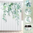 thumbnail image 4 of Shower Curtain, 72x72 Inch Polyester Green Eucalyptus Leaves Shower Curtain Set Watercolor Leaves on The Top Nature Fabric Bathroom Decor with 12 Hooks, 4 of 6
