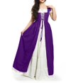 thumbnail image 1 of Womens Halloween Costumes 2024 Cosplay Gothic Dresses Women's Solid Color Dress Waist Square Collar Two-piece Cos Dress, 1 of 4