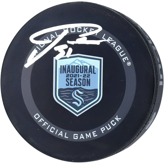 Philipp Grubauer Seattle Kraken Autographed 2021-22 Inaugural Season Official Game Puck - Fanatics Authentic Certified