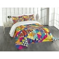 thumbnail image 3 of Ambesonne Colorful Quilted Bedspread Set 3 Pcs, Modern Triangles, Queen Size, Multicolor, 3 of 5
