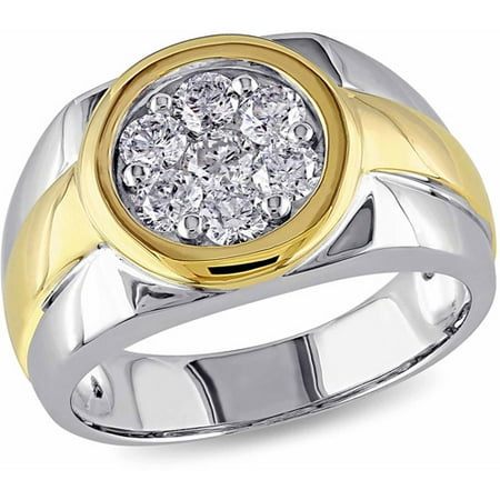 Miabella 1 Carat T.W. Diamond 10kt Two-Tone Gold Halo Men's Ring