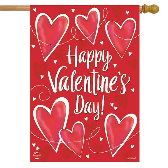 Briarwood Lane String of Hearts Valentine's Day House Flag