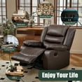thumbnail image 3 of Manual Rocker Recliner Chair Leather Rocking Recliner Chairs for Small Spaces, Living Room Lounge Glider Recliners, Brown, 3 of 7