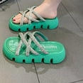 thumbnail image 4 of Xfvqtps Slide Sandals Women Flatform Crisscross Straps Rhinestone Sparkling Open Toe Non Slip Breathable Summer Beach Sandals Green, 4 of 6