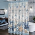 thumbnail image 3 of Ocean Starfish Shower Curtains for Bathroom, Coastal Vintage Blue Sea Shell Seahorse Jellyfish Stripe Washable Fabric Shower Curtain with Hooks Waterproof Bathroom Decor Sets, 66 x 72 Inches, 3 of 9