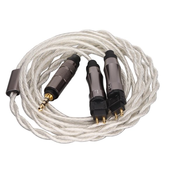Silver Plated Headphone Cable, 120 Cm/47.2in Noise Reduction Professional Real Sound Braiding Process Earphone Replacement Cable For HD414 For